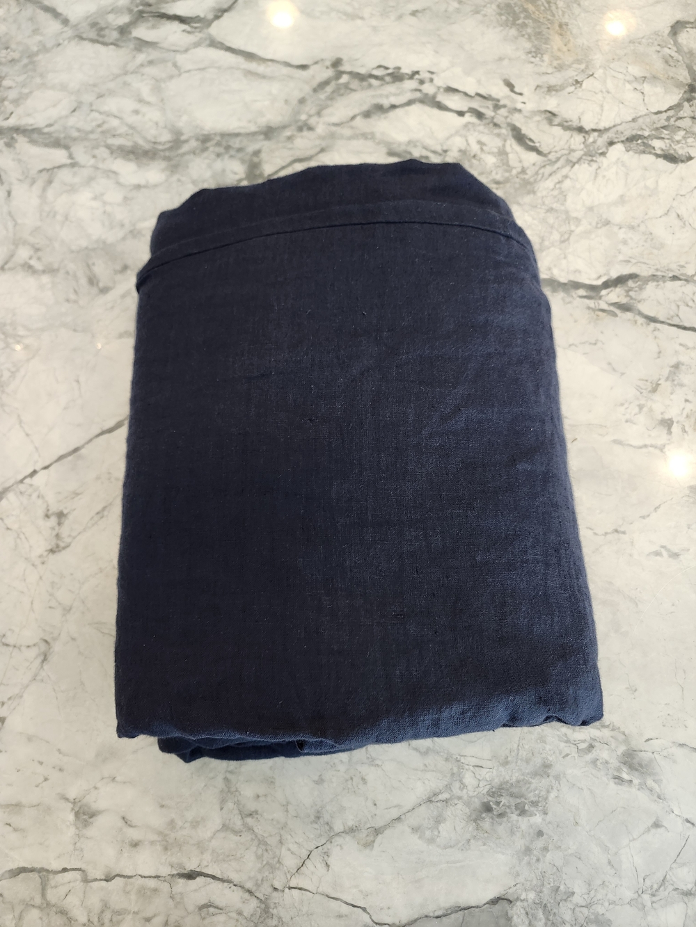 Quince European Linen Duvet Cover Full Queen Navy 100% Linen EUC - Picture 5 of 8